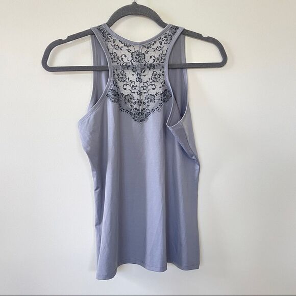 Vassarette Women's Lacy Back Racerback Tank Tiffany Silver XLarge - Picture 3 of 10